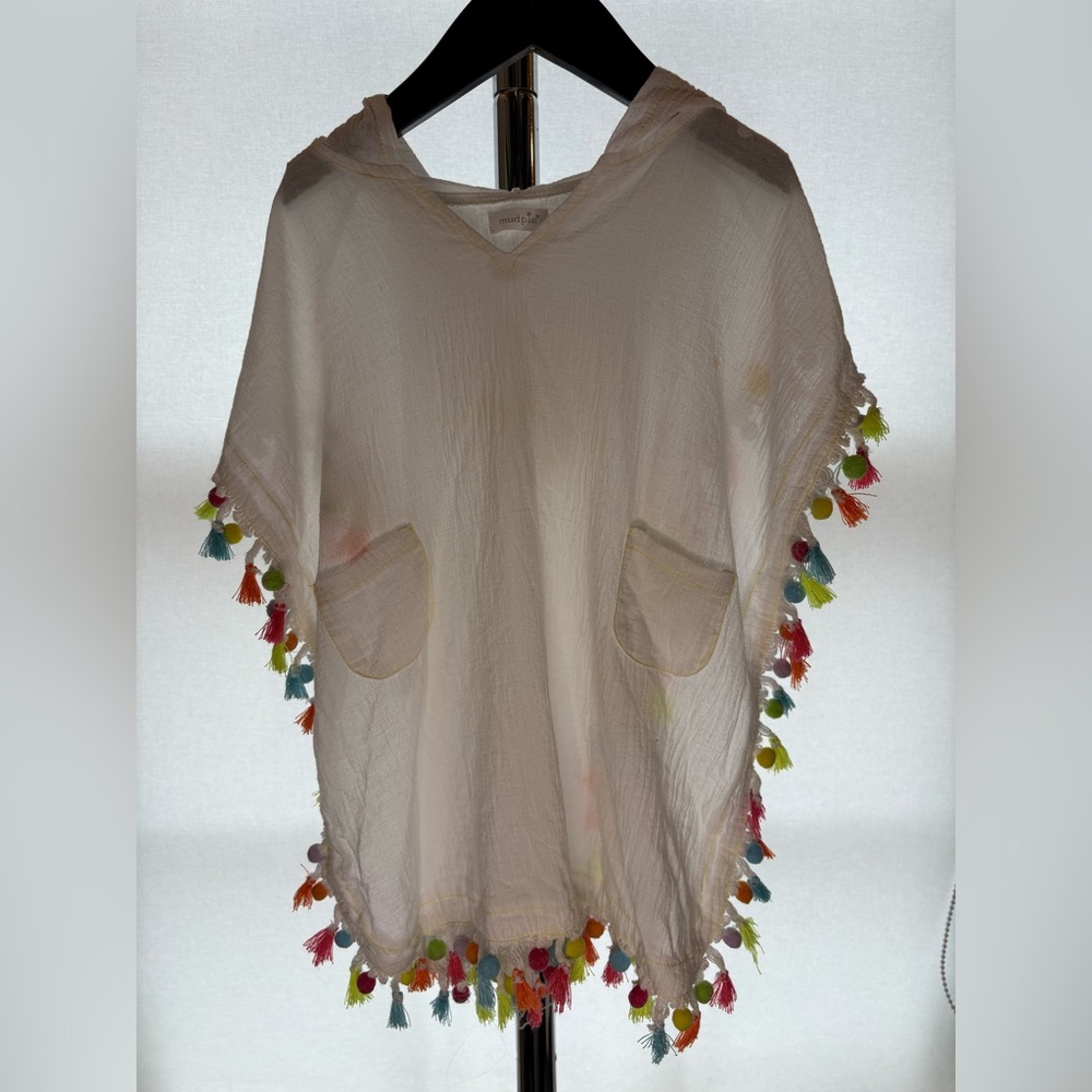 Mud Pie Girls Hooded Pom Pom Cover-Up